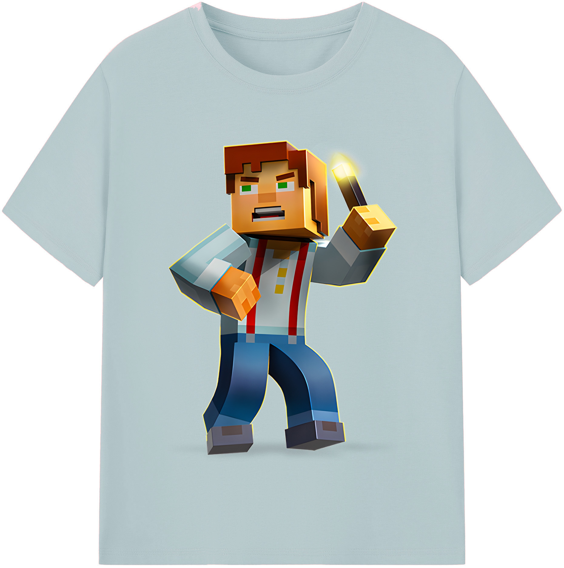 （画像用） マインクラフト ブロックの世界 Minecraft MC Block world 綿100％半袖Tシャツ（フロントプリント）